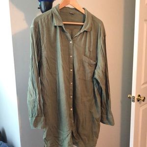 Aerie green cotton viscose button down